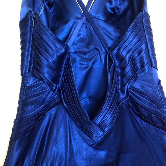 Navy Blue LA FEMME evening gown - Picture 3 of 4